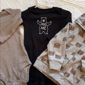 Long sleeve onesie (2) and hoodie